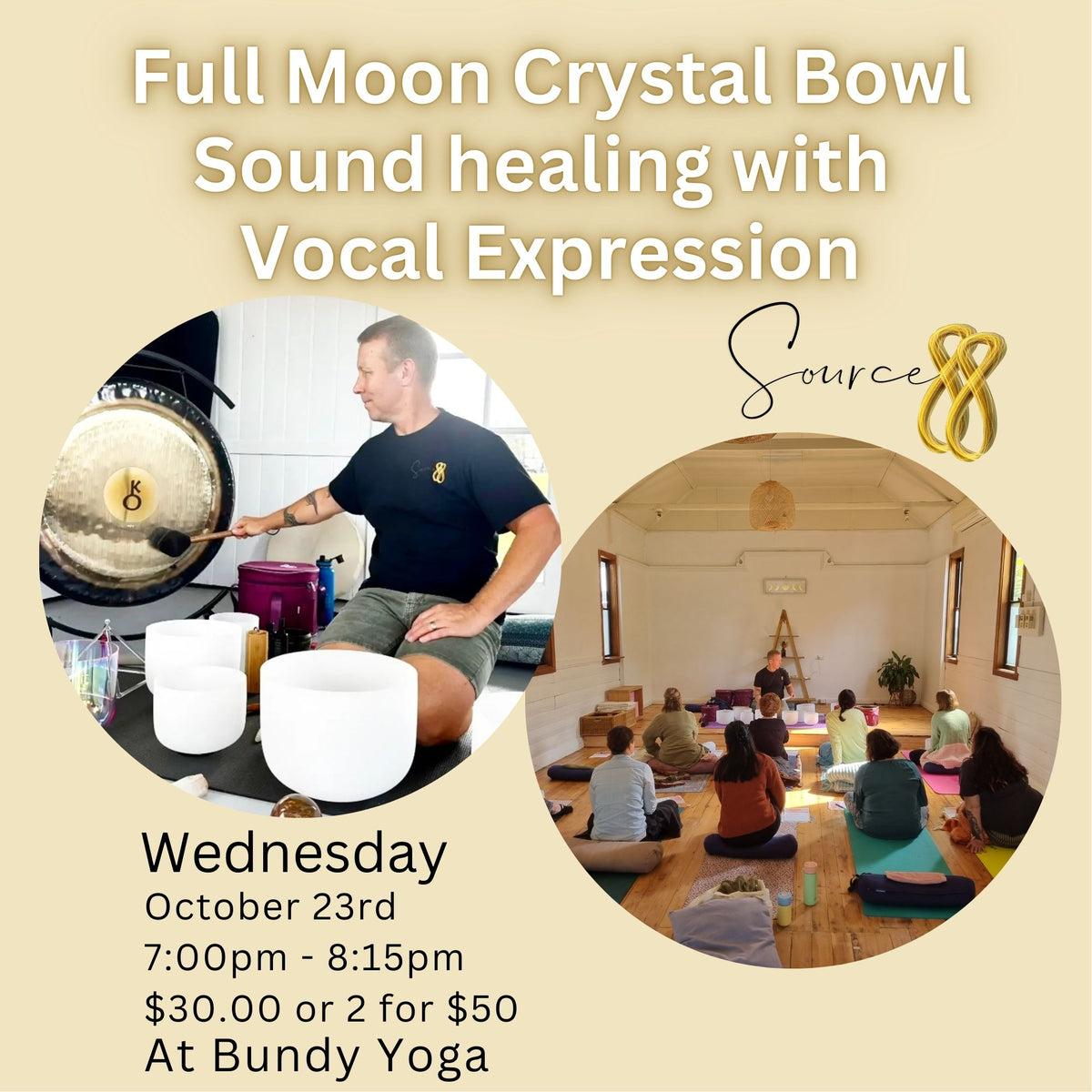 Full Moon Crystal Bowl Sound healing with Vocal Expression - Bundaberg October 23rd